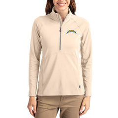 Los Angeles Chargers Cutter & Buck Women's Adapt Eco Knit Stretch Recycled Raglan Half-Zip Pullover