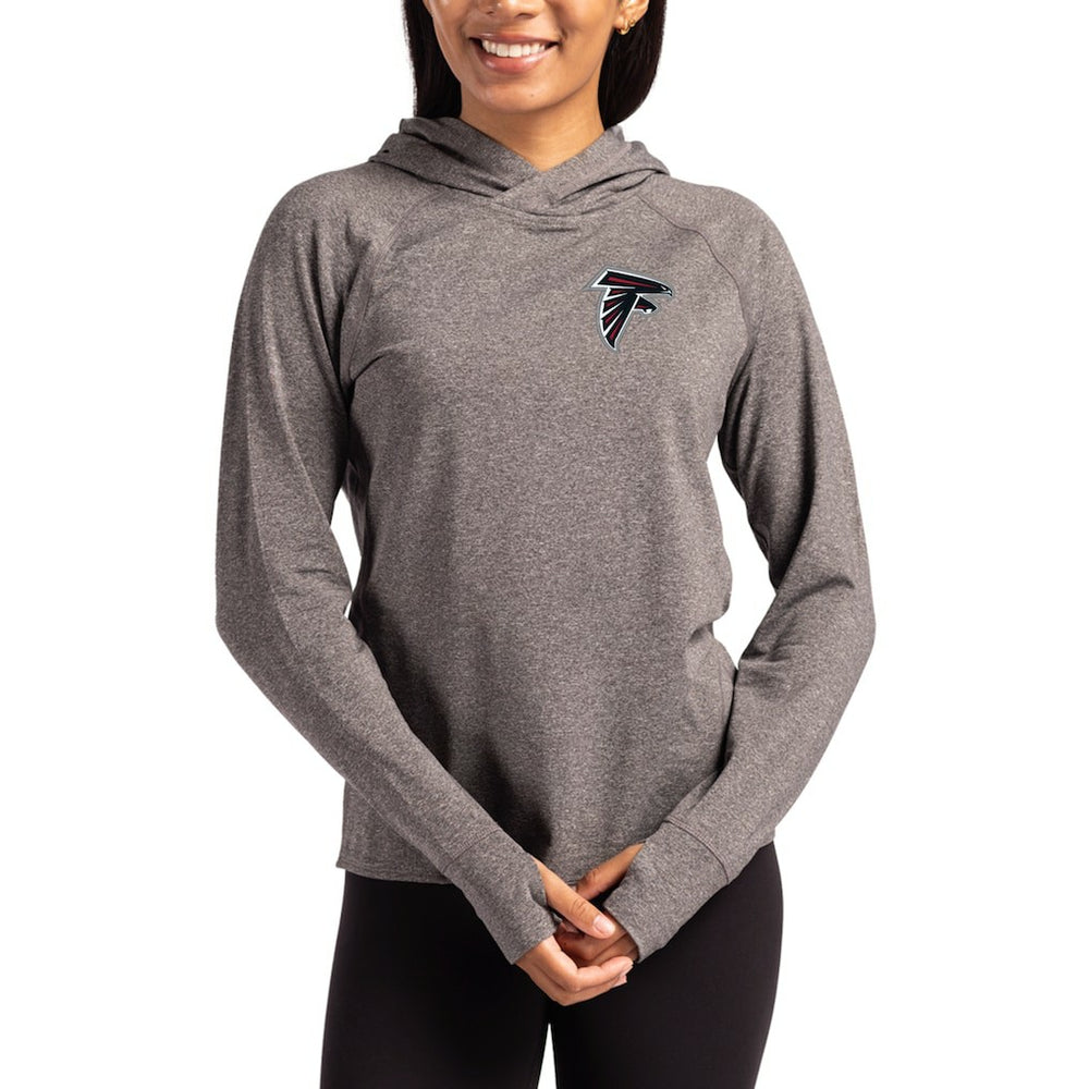 Atlanta Falcons Cutter & Buck Women's Primary Logo Adapt Knit Recycled Raglan Pullover Hoodie