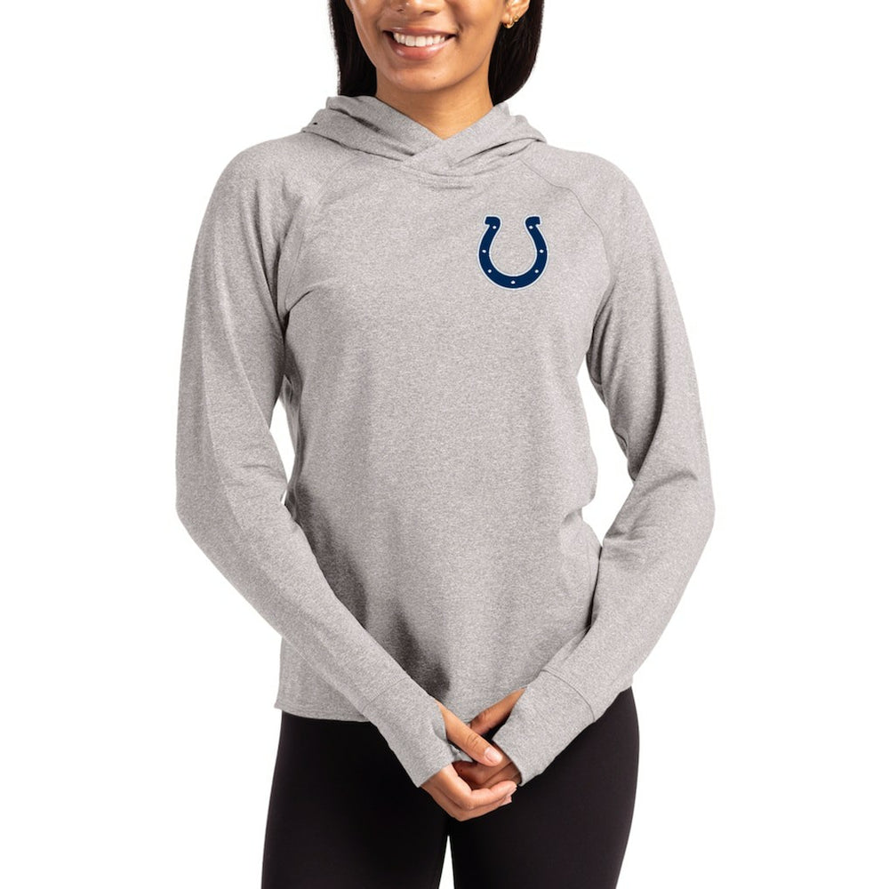 Indianapolis Colts Cutter & Buck Women's Primary Logo Adapt Knit Recycled Raglan Pullover Hoodie