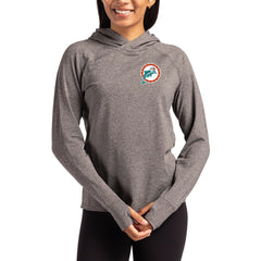Miami Dolphins Cutter & Buck Women's Throwback Logo Adapt Knit Recycled Raglan Pullover Hoodie