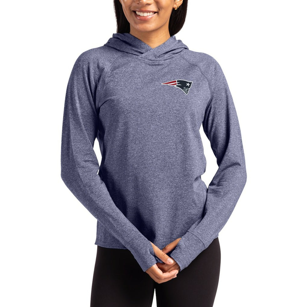 New England Patriots Cutter & Buck Women's Primary Logo Adapt Knit Recycled Raglan Pullover Hoodie