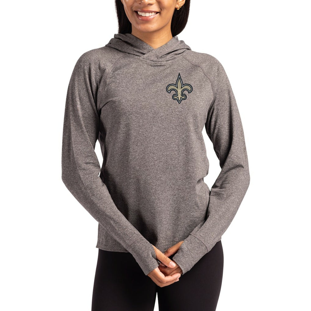 New Orleans Saints Cutter & Buck Women's Primary Logo Adapt Knit Recycled Raglan Pullover Hoodie