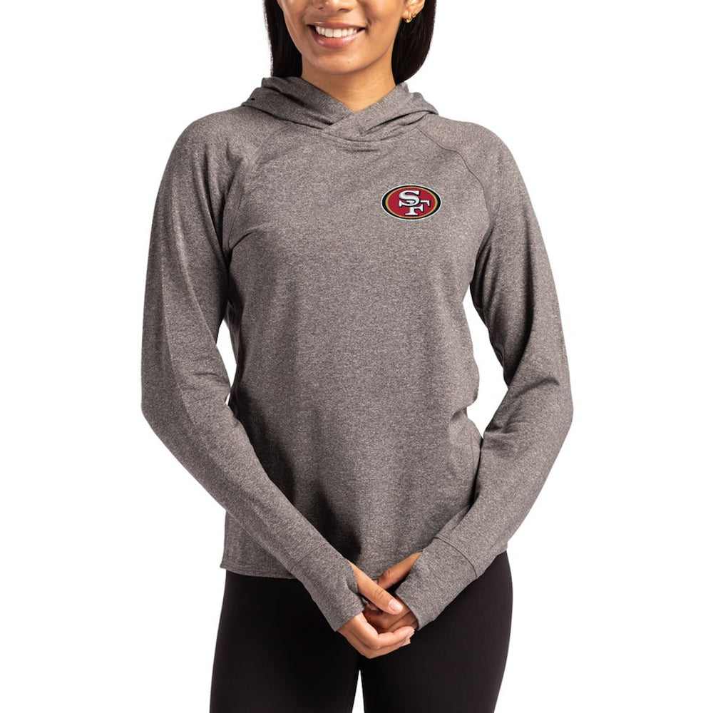 San Francisco 49ers Cutter & Buck Women's Primary Logo Adapt Knit Recycled Raglan Pullover Hoodie