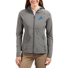 Detroit Lions Cutter & Buck Women's Adapt Eco Knit Hybrid Recycled Raglan Full-Zip Hoodie Jacket