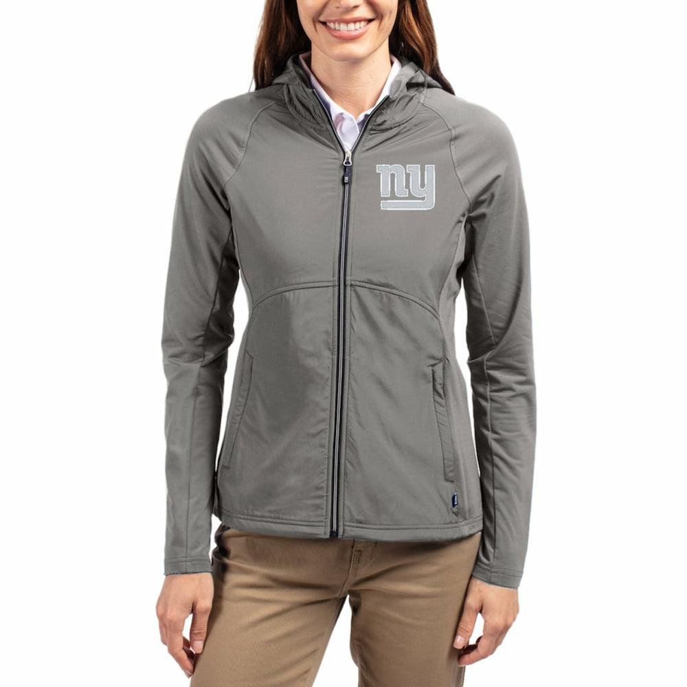 New York Giants Cutter & Buck Women's Adapt Eco Knit Hybrid Recycled Raglan Full-Zip Hoodie Jacket