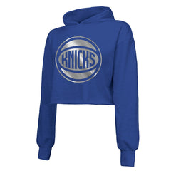 New York Knicks Majestic Threads Women's Tri-Blend Cropped Pullover Hoodie Online