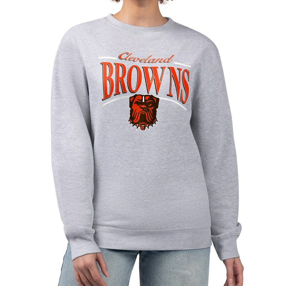 Cleveland Browns Starter Women's Arch Stripe Fleece Pullover Sweatshirt