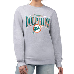 Miami Dolphins Starter Women's Throwback Arch Stripe Fleece Pullover Sweatshirt
