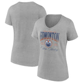 Edmonton Oilers Women's Retro Script V-Neck T-Shirt Discount