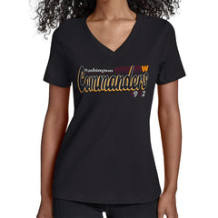 Washington Commanders Starter Women's Groovy Script V-Neck T-Shirt