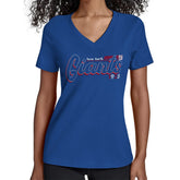 New York Giants Starter Women's Groovy Script V-Neck T-Shirt