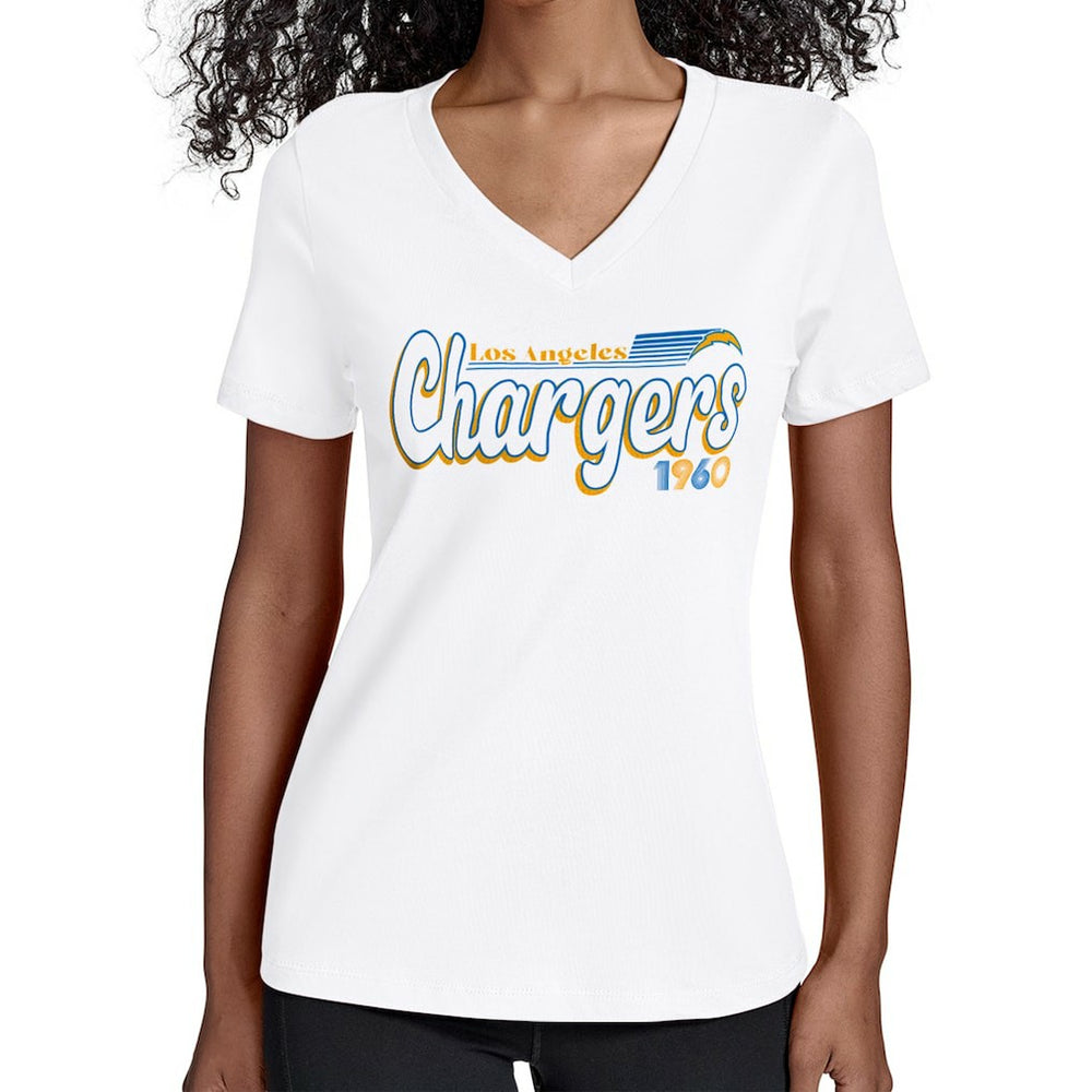 Los Angeles Chargers Starter Women's Groovy Script V-Neck T-Shirt