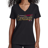 Arizona Cardinals Starter Women's Groovy Script V-Neck T-Shirt