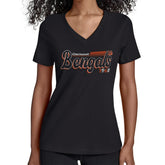 Cincinnati Bengals Starter Women's Groovy Script V-Neck T-Shirt