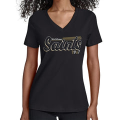 New Orleans Saints Starter Women's Groovy Script V-Neck T-Shirt