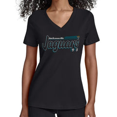 Jacksonville Jaguars Starter Women's Groovy Script V-Neck T-Shirt