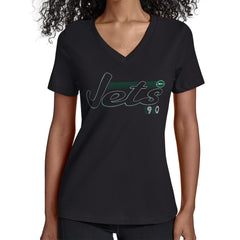 New York Jets Starter Women's Groovy Script V-Neck T-Shirt