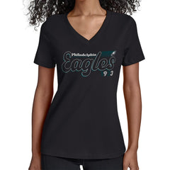 Philadelphia Eagles Starter Women's Groovy Script V-Neck T-Shirt