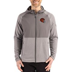 Cincinnati Bengals Cutter & Buck Peshastin Eco Fleece Recycled Raglan Full-Zip Tri-Blend Hybrid Jacket