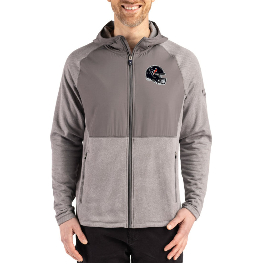 Houston Texans Cutter & Buck Peshastin Eco Fleece Recycled Raglan Full-Zip Tri-Blend Hybrid Jacket