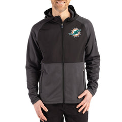 Miami Dolphins Cutter & Buck Peshastin Eco Fleece Recycled Raglan Full-Zip Tri-Blend Hybrid Jacket