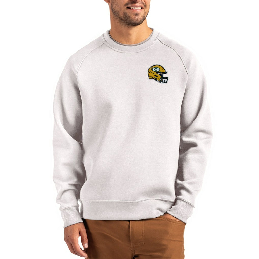 Green Bay Packers Cutter & Buck Helmet Roam Recycled Raglan Pullover Sweatshirt