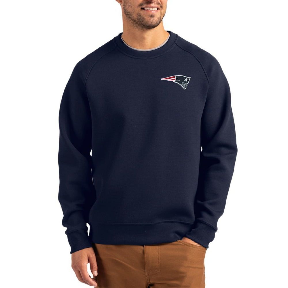 New England Patriots Cutter & Buck Primary Logo Roam Recycled Raglan Pullover Sweatshirt