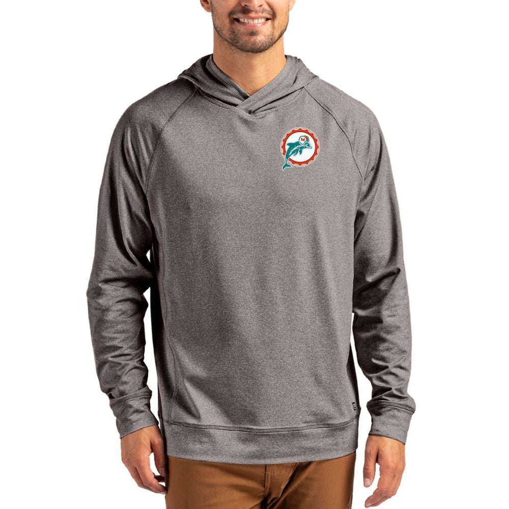 Miami Dolphins Cutter & Buck Adapt Historic Knit Recycled Raglan Pullover Hoodie