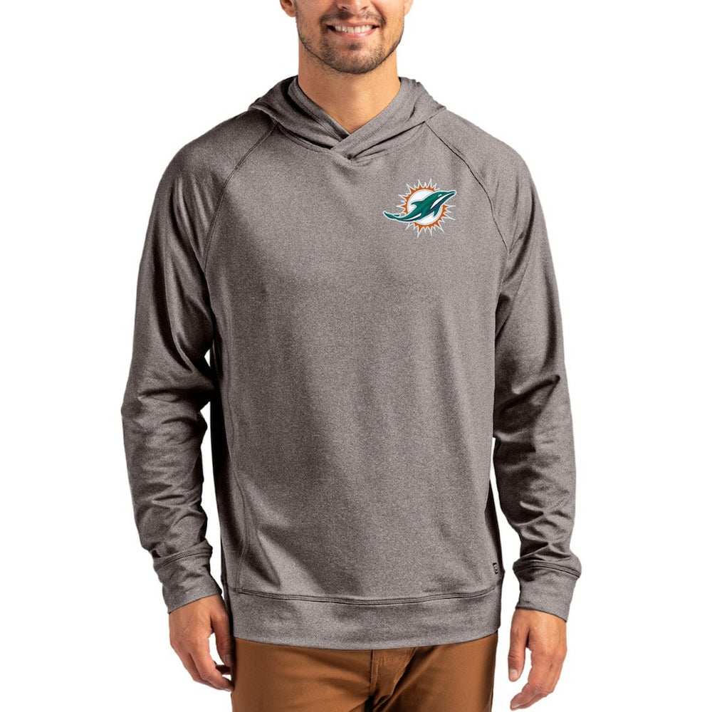 Miami Dolphins Cutter & Buck Adapt Historic Knit Recycled Raglan Pullover Hoodie