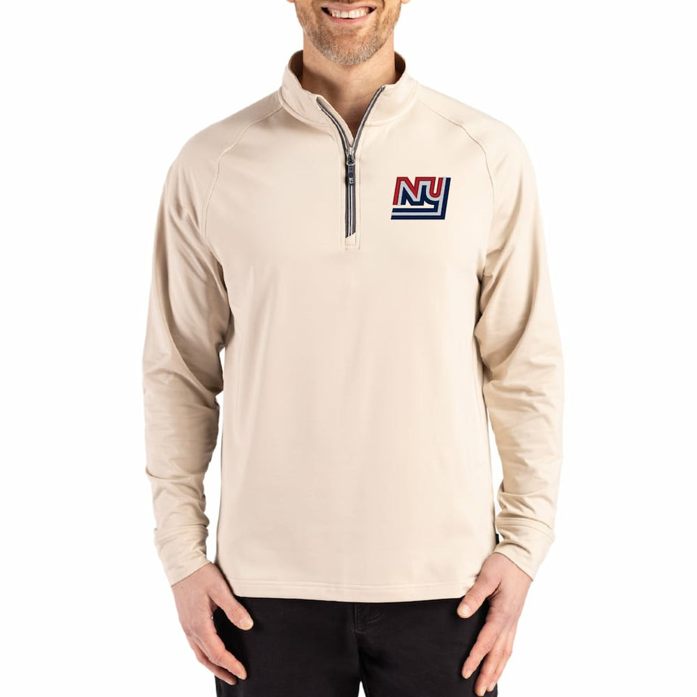 New York Giants Cutter & Buck Throwback Logo Adapt Eco Knit Stretch Recycled Quarter-Zip Pullover