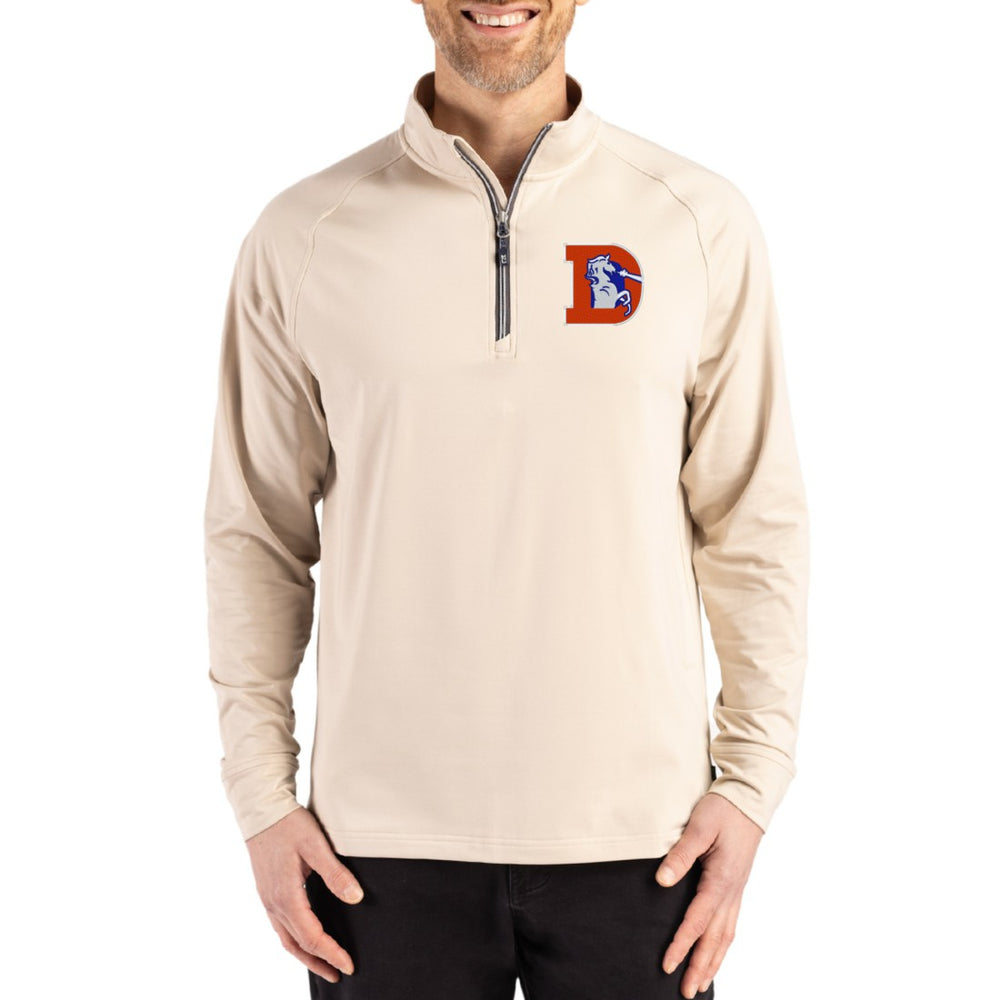 Denver Broncos Cutter & Buck Throwback Logo Adapt Eco Knit Stretch Recycled Quarter-Zip Pullover