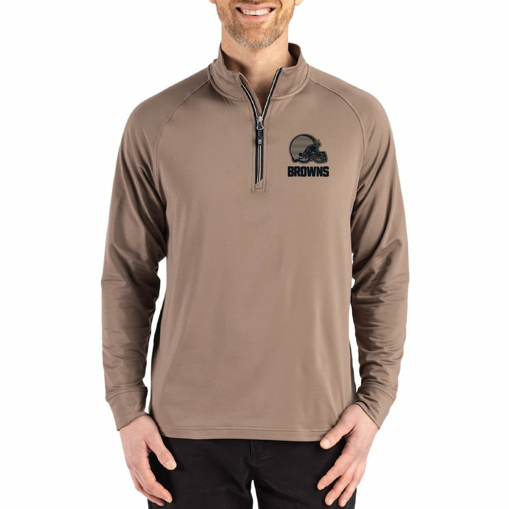 Cleveland Browns Cutter & Buck Adapt Eco Knit Stretch Recycled Quarter-Zip Pullover