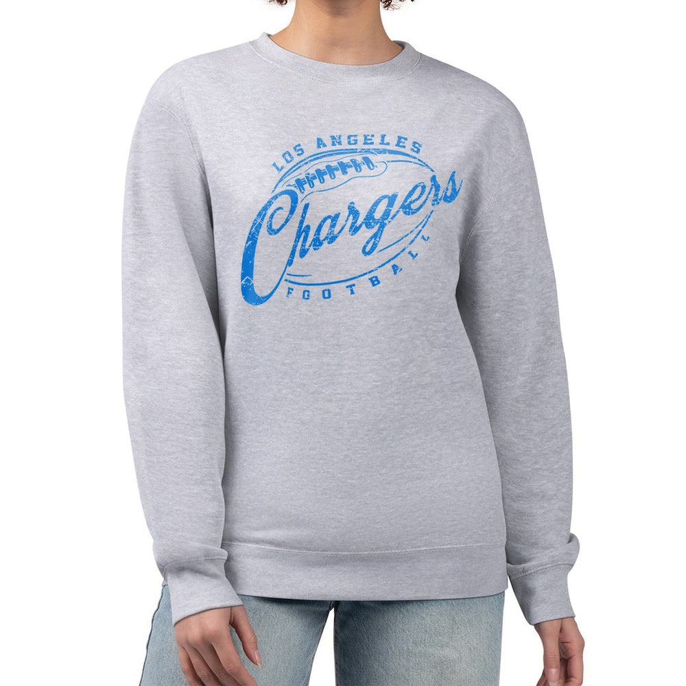 Los Angeles Chargers G-III 4Her by Carl Banks Women's Distressed Graphics Fleece Pullover Sweatshirt