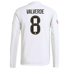 Federico Valverde Real Madrid 2025/26 Home Long Sleeve Jersey White - Adidas