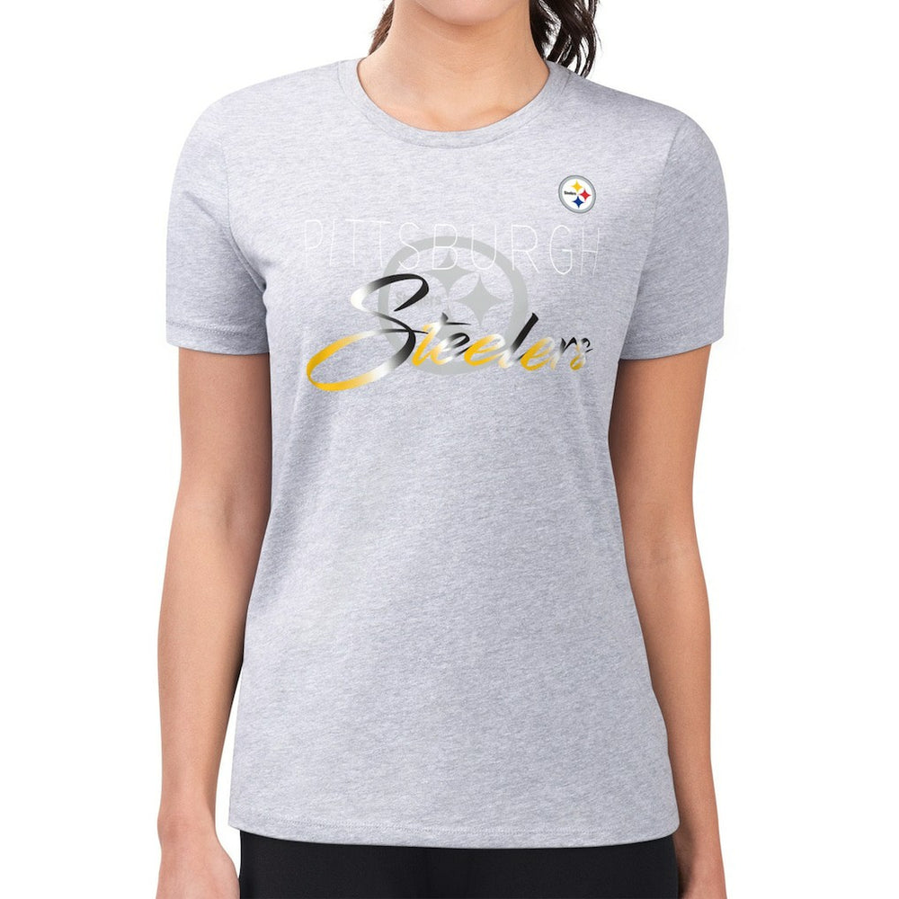 Pittsburgh Steelers G-III 4Her by Carl Banks Women's Super-Slim Fit Lightweight Shadow Logo T-Shirt