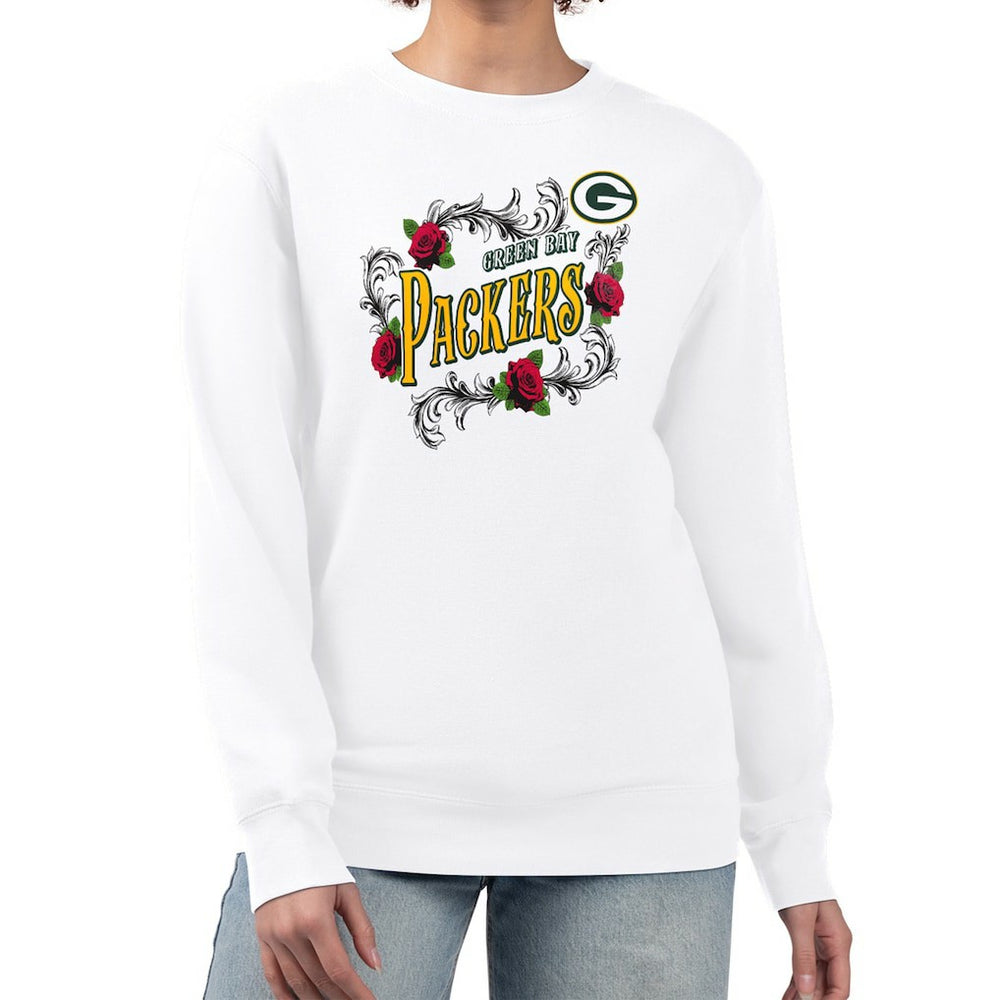 Green Bay Packers G-III 4Her by Carl Banks Women's Roses Fleece Tri-Blend Pullover Sweatshirt