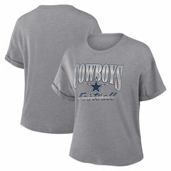 Dallas Cowboys Fanatics Women's Overplayed Tribute Tri-Blend Boxy T-Shirt