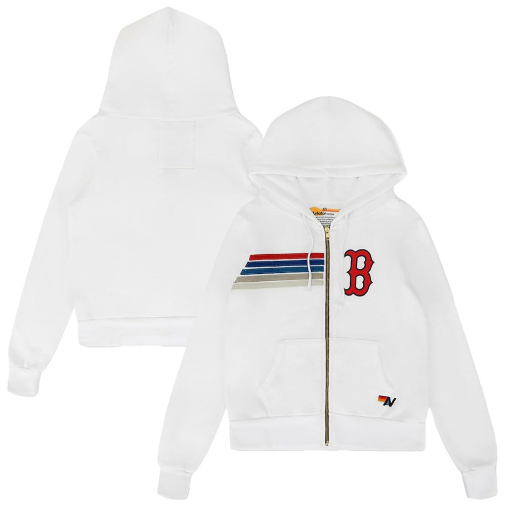 Boston Red Sox Aviator Nation x MLB Unisex Five-Stripe Tri-Blend Full-Zip Hoodie | MLB For sale