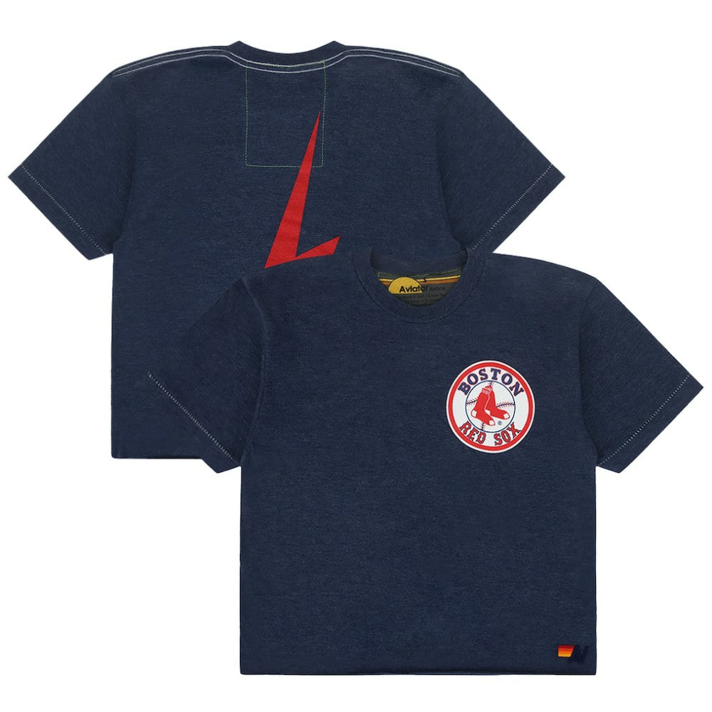 Boston Red Sox Aviator Nation x MLB Women's Cropped Boyfriend Tri-Blend T-Shirt | MLB New