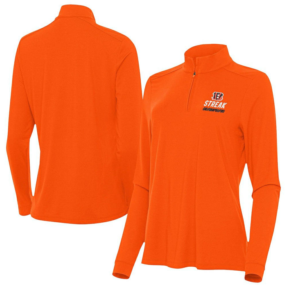 Cincinnati Bengals Antigua Women's Streak Intent Quarter-Zip Sweatshirt