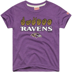 Baltimore Ravens Homage Youth Love Sign x ASL 2.0 Tri-Blend T-Shirt