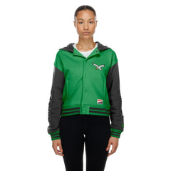 Philadelphia Eagles New Era Women's Throwback Full-Snap Hooded Jacket
