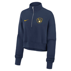 Milwaukee Brewers Nike Women's Primetime Phoenix Fleece Half-Zip Sweatshirt | MLB Discount