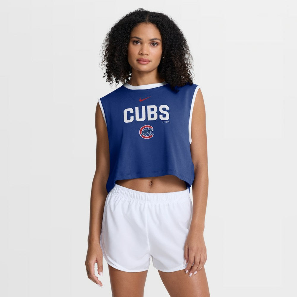 Chicago Cubs Nike Women's Primetime Loose Dri-FIT Cropped Tank Top | MLB Sale