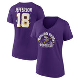 Minnesota Vikings Justin Jefferson Women's Floral Name & Number V-Neck T-Shirt