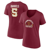 Washington Commanders Jayden Daniels Women's Floral Name & Number V-Neck T-Shirt