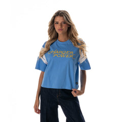 Los Angeles Chargers The Wild Collective Women's Charger Power Contrast Sleeve Insert T-Shirt