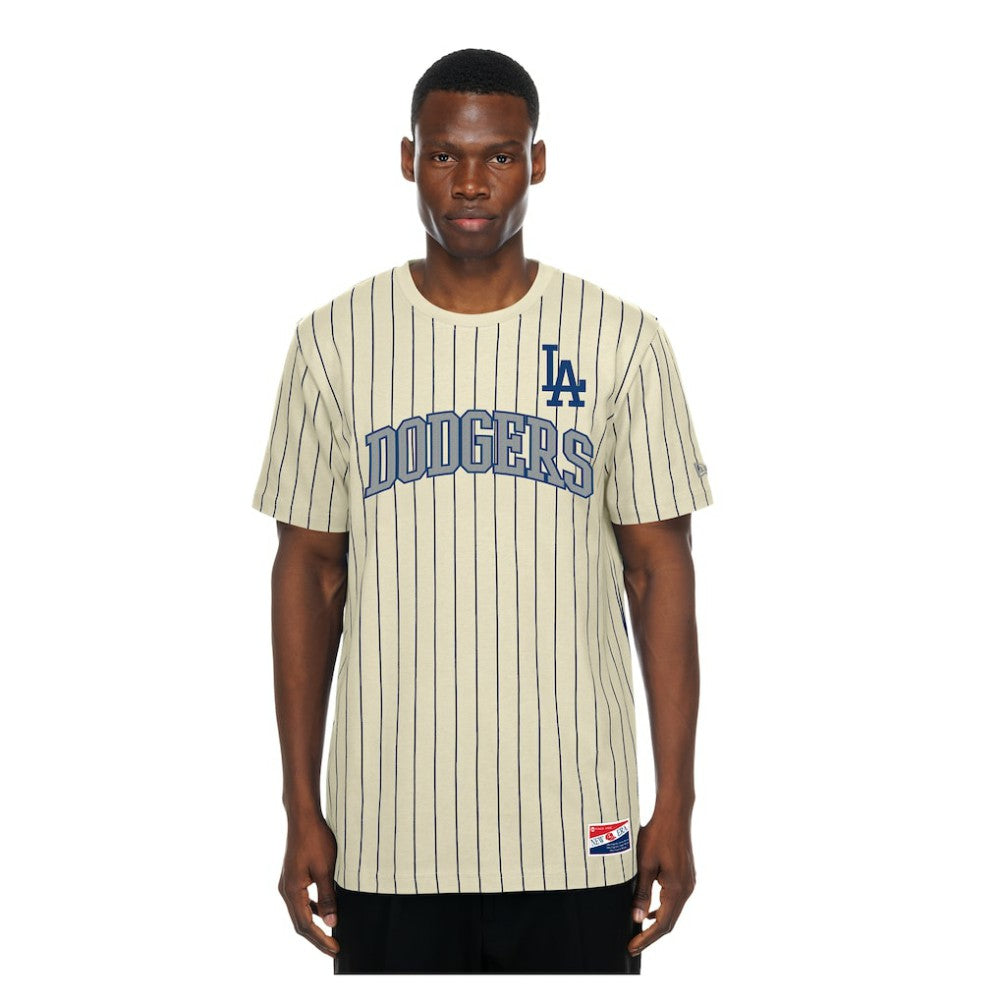 Los Angeles Dodgers New Era Throwback Meshback Pinstripe T-Shirt | MLB New