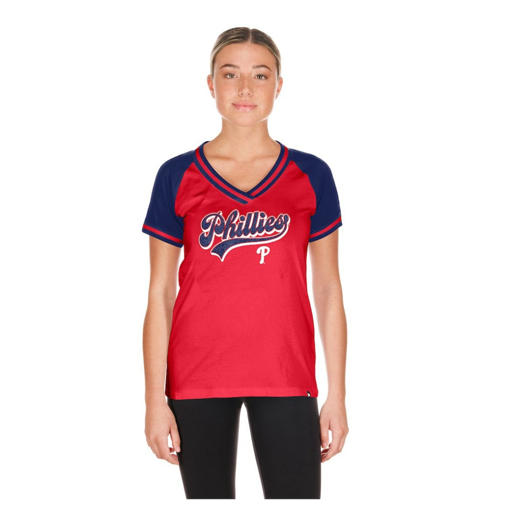 Philadelphia Phillies New Era Women's Gameday V-Neck T-Shirt | MLB On Sale