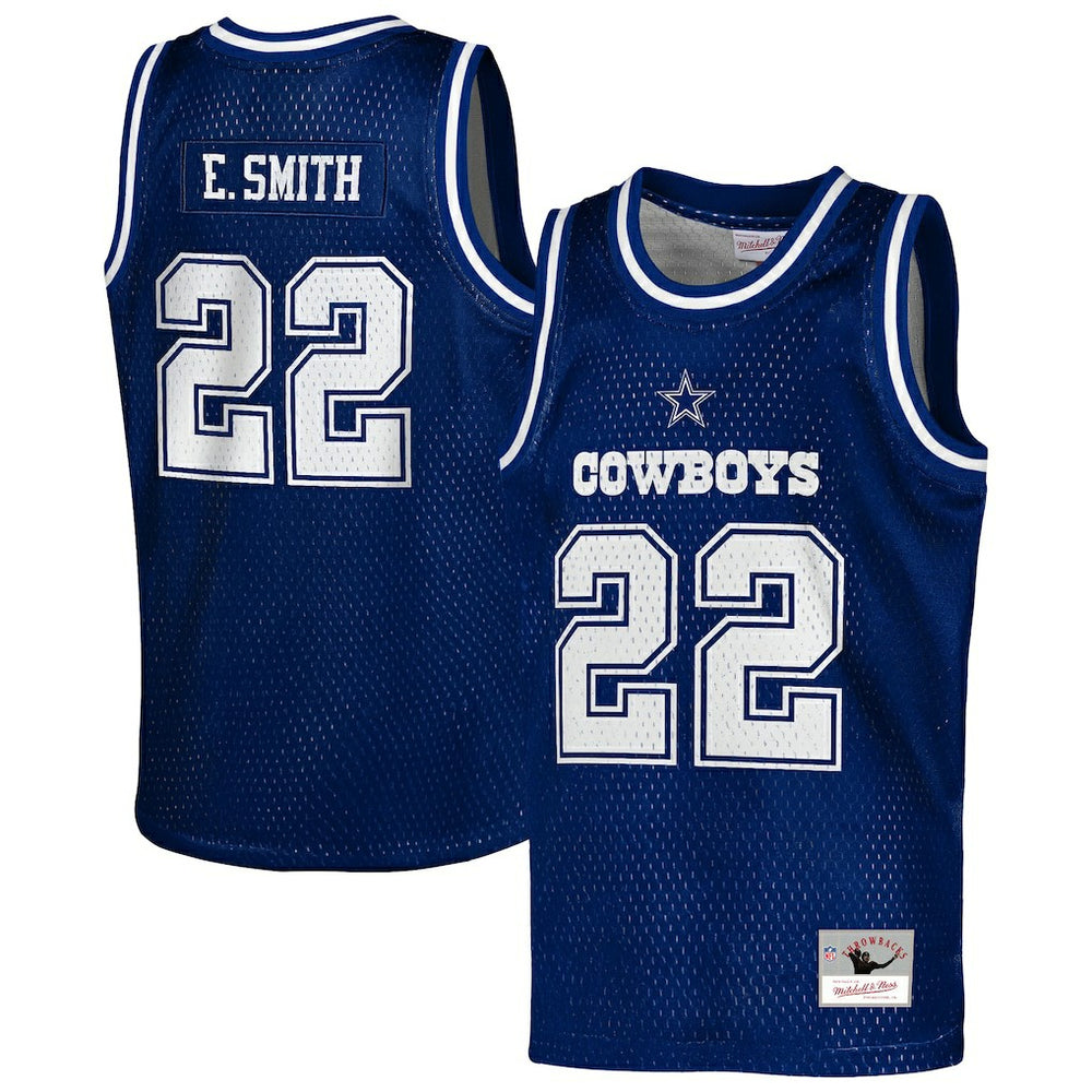 Dallas Cowboys Mitchell & Ness Emmitt Smith Youth Retired Player NFL Basketball Fashion Jersey